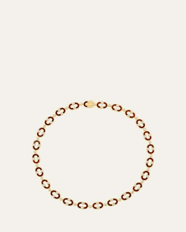 Magnetic Enchain 18K Yellow Gold Diamond and Bull Eye Necklace